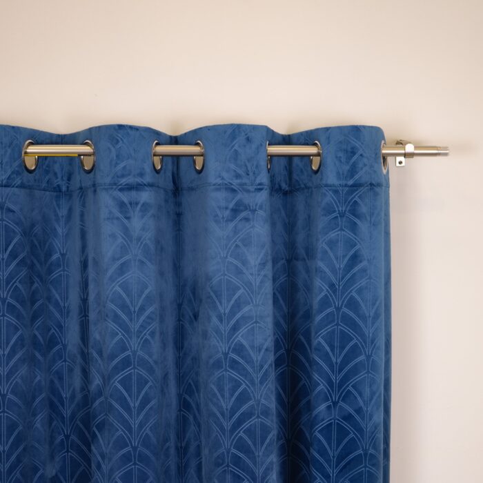 Cortina Terciopelo Con Diseño Ornamental De Tipo Abanico 150X260cm Poliéster - Viste Tu Hogar
