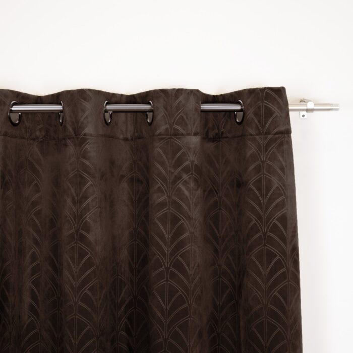 Cortina Terciopelo Con Diseño Ornamental De Tipo Abanico 150X260cm Poliéster - Viste Tu Hogar
