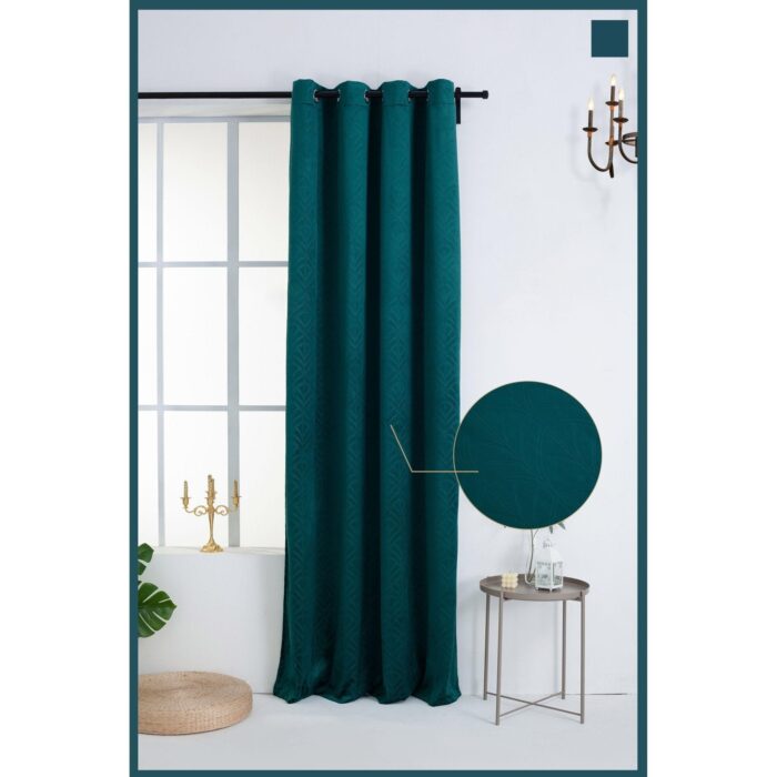 Cortina Terciopelo Con Diseño Ornamental De Tipo Abanico 150X260cm Poliéster - VISTE TU HOGAR ONLINE