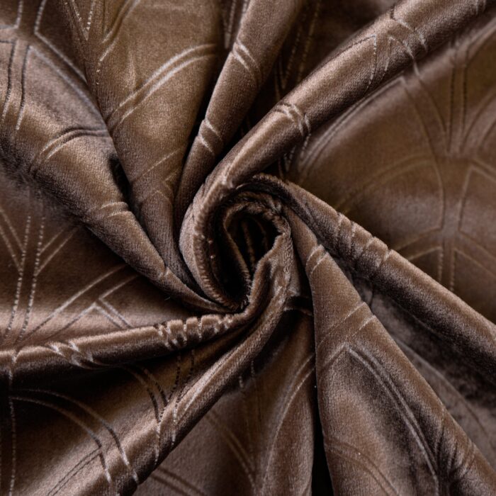 Cortina Terciopelo Con Diseño Ornamental De Tipo Abanico 150X260cm Poliéster - Viste Tu Hogar