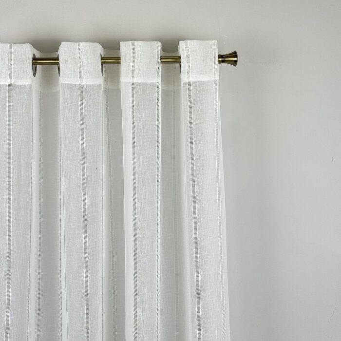 Cortinas De Visillo Gasa Lino y Poliéster Decorado Con líneas Verticales - Viste Tu Hogar