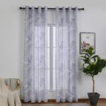 Cortinas De Visillo Lino y Poliéster Con Diseño De Hojas De Palmeras 140x260cm - VISTE TU HOGAR ONLINE
