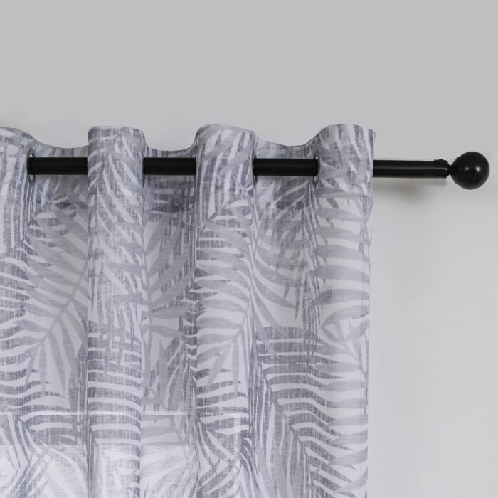 Cortinas De Visillo Lino y Poliéster Con Diseño De Hojas De Palmeras 140x260cm - VISTE TU HOGAR ONLINE