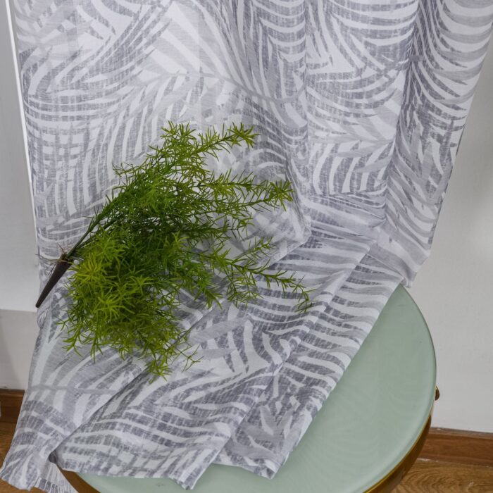 Cortinas De Visillo Lino y Poliéster Con Diseño De Hojas De Palmeras 140x260cm - VISTE TU HOGAR ONLINE