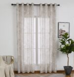 Cortinas De Visillo Lino y Poliéster Con Diseño De Hojas De Palmeras 140x260cm - VISTE TU HOGAR ONLINE