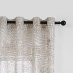 Cortinas De Visillo Lino y Poliéster Con Diseño De Hojas De Palmeras 140x260cm - VISTE TU HOGAR ONLINE