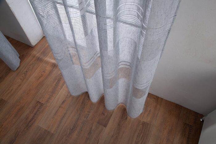 Cortinas De Visillo Lino y Poliéster Con Líneas Horizontales En la Parte Inferior - Viste Tu Hogar