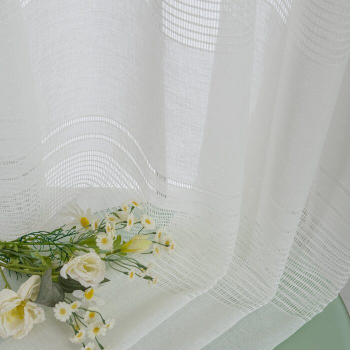 Cortinas De Visillo Lino y Poliéster Con Líneas Horizontales En la Parte Inferior - Viste Tu Hogar