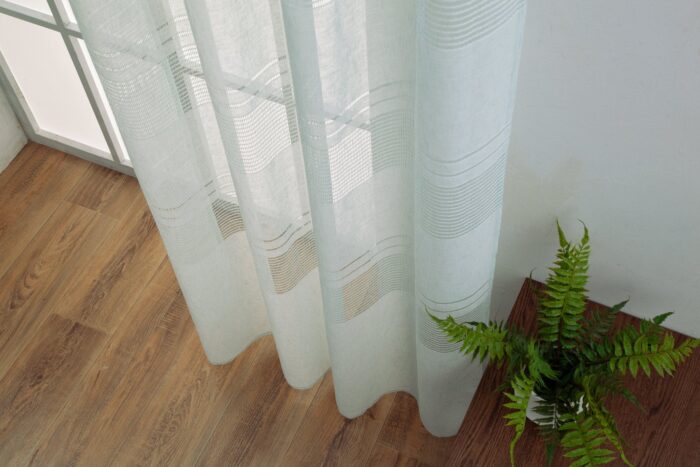 Cortinas De Visillo Lino y Poliéster Con Líneas Horizontales En la Parte Inferior - Viste Tu Hogar
