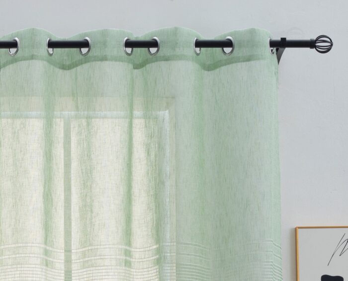 Cortinas De Visillo Lino y Poliéster Con Líneas Horizontales En la Parte Inferior - Viste Tu Hogar