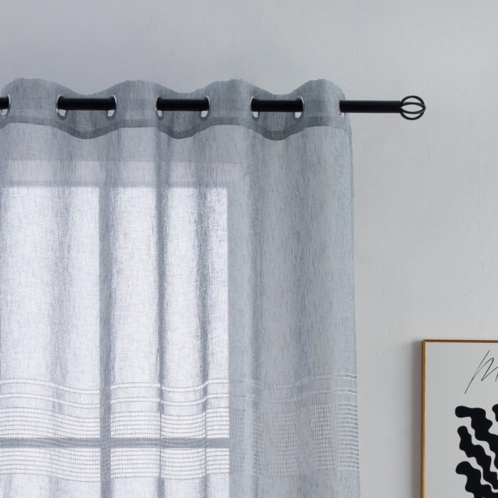 Cortinas De Visillo Lino y Poliéster Con Líneas Horizontales En la Parte Inferior - Viste Tu Hogar