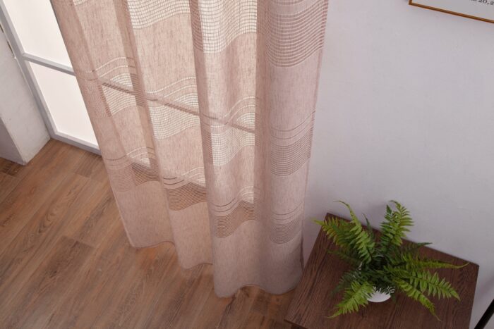 Cortinas De Visillo Lino y Poliéster Con Líneas Horizontales En la Parte Inferior - Viste Tu Hogar