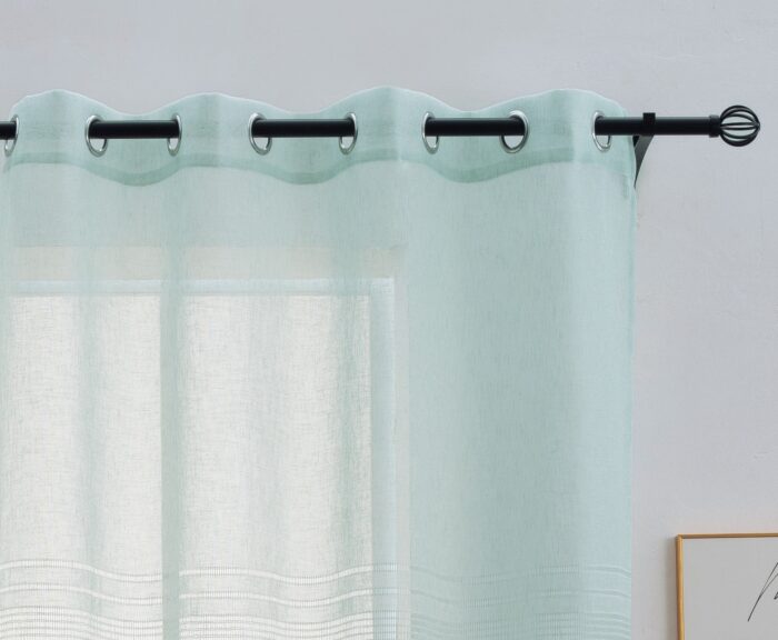 Cortinas De Visillo Lino y Poliéster Con Líneas Horizontales En la Parte Inferior - Viste Tu Hogar