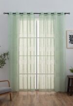 Cortinas De Visillo Lino y Poliéster Con Líneas Horizontales En la Parte Inferior - Viste Tu Hogar