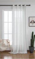 Cortinas De Visillo Lino y Poliéster Decorado Con líneas Verticales Entre Una Línea Blanca 150x260cm - VISTE TU HOGAR ONLINE