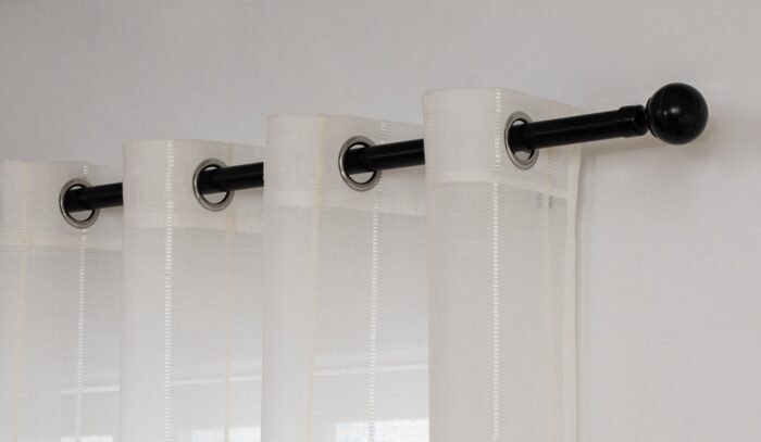Cortinas De Visillo Lino y Poliéster Decorado Con líneas Verticales Entre Una Línea Blanca 150x260cm - VISTE TU HOGAR ONLINE
