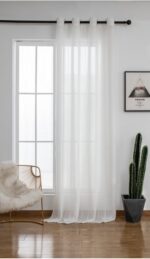 Cortinas De Visillo Lino y Poliéster Decorado Con líneas Verticales Entre Una Línea Blanca 150x260cm - VISTE TU HOGAR ONLINE