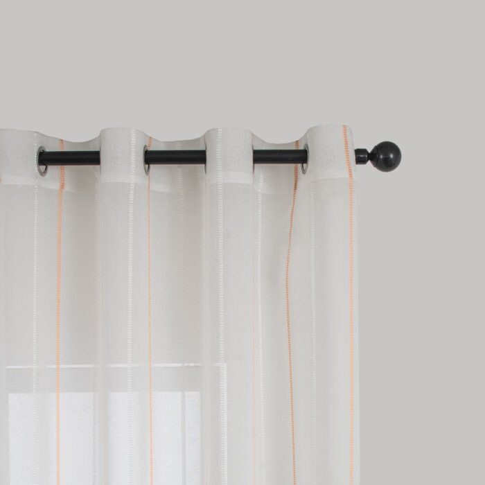 Cortinas De Visillo Tránslucido Lino y Poliéster Decorado Con líneas Verticales Entre Una Línea Blanca 150x260cm - Viste Tu Hogar