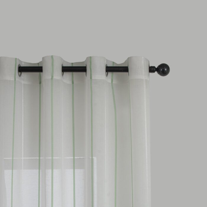 Cortinas De Visillo Tránslucido Lino y Poliéster Decorado Con líneas Verticales Entre Una Línea Blanca 150x260cm - Viste Tu Hogar