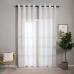 Cortinas De Visillo Tránslucido Lino y Poliéster Decorado En La Parte Inferior - Viste Tu Hogar