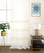 Cortinas De Visillo Tránslucido Lino y Poliéster Decorado En La Parte Inferior - Viste Tu Hogar