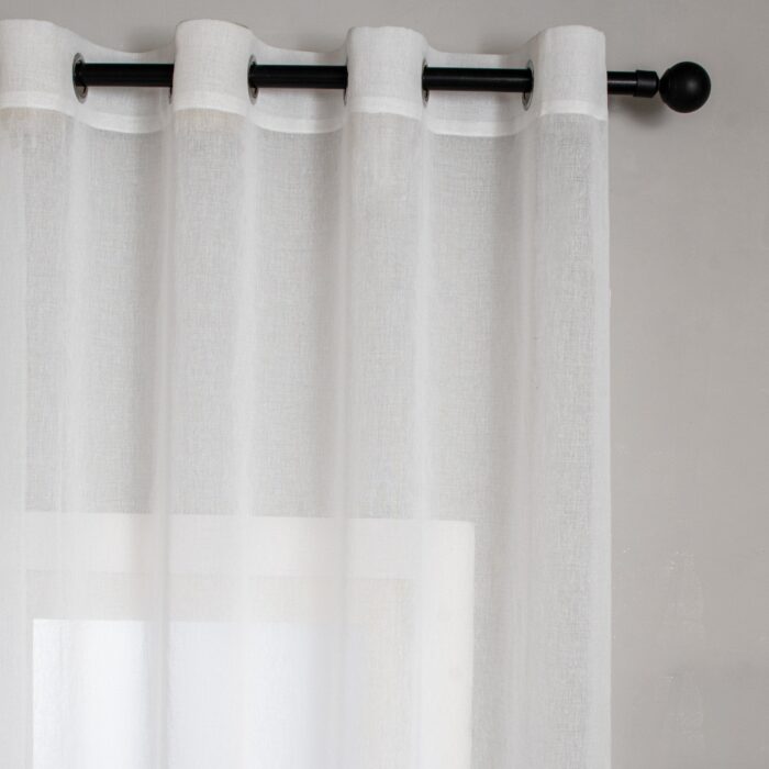 Cortinas De Visillo Tránslucido Lino y Poliéster Decorado En La Parte Inferior - Viste Tu Hogar