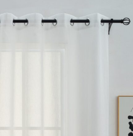 Cortinas De Visillo Tránslucido Lino y Poliéster Decorado En La Parte Inferior - Viste Tu Hogar