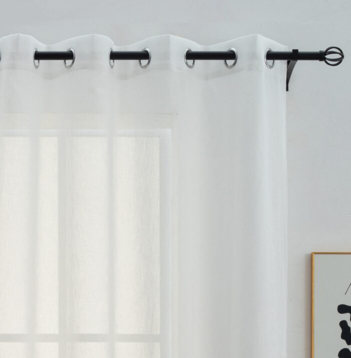 Cortinas De Visillo Tránslucido Lino y Poliéster Decorado En La Parte Inferior - Viste Tu Hogar