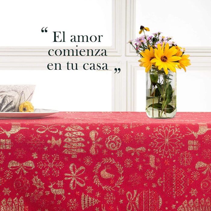 Mantel De Navidad Multilla 60% Poliéster, 30% Algodón, 10% Poliamida Con Diseño Ciervos Rojo - VISTE TU HOGAR ONLINE