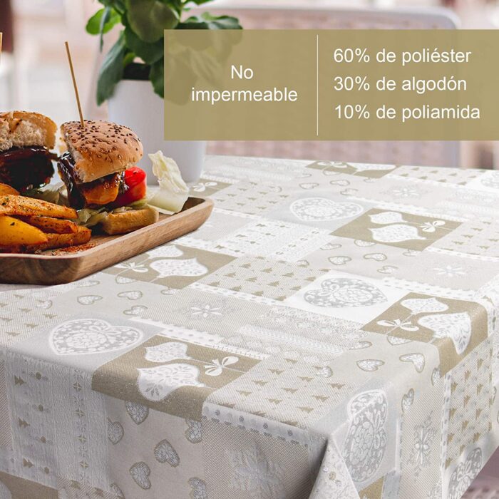 Mantel De Navidad Multilla 60% Poliéster, 30% Algodón, 10% Poliamida Con Diseño Corazones Gris - VISTE TU HOGAR ONLINE