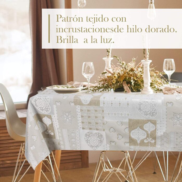 Mantel De Navidad Multilla 60% Poliéster, 30% Algodón, 10% Poliamida Con Diseño Corazones Gris - VISTE TU HOGAR ONLINE