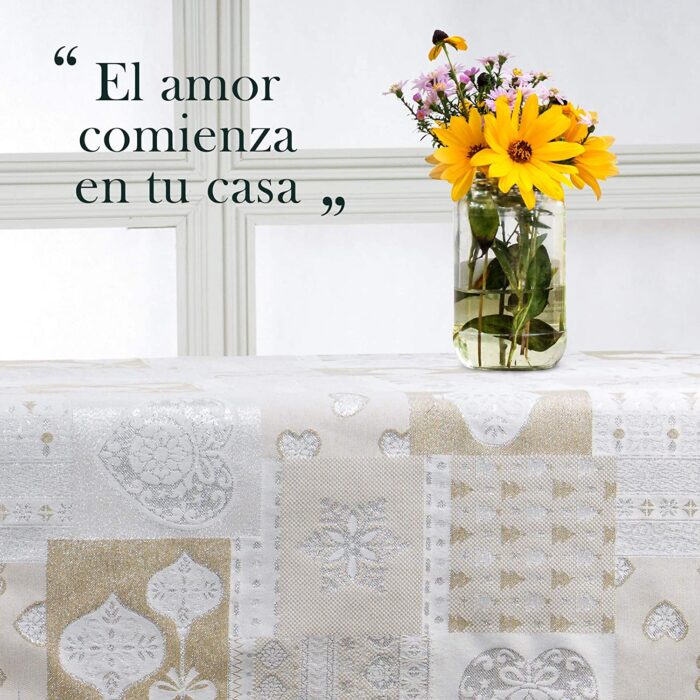 Mantel De Navidad Multilla 60% Poliéster, 30% Algodón, 10% Poliamida Con Diseño Corazones Gris - VISTE TU HOGAR ONLINE