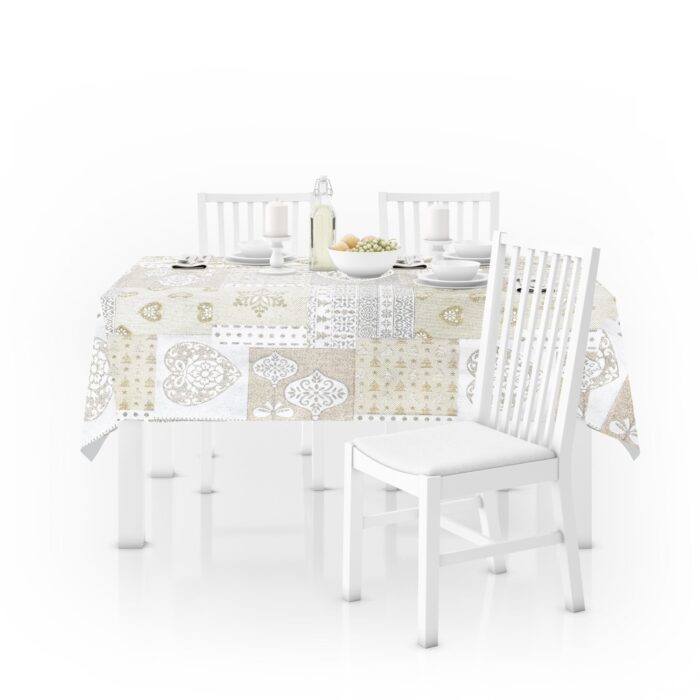 Mantel De Navidad Multilla 60% Poliéster, 30% Algodón, 10% Poliamida Con Diseño Corazones Gris - VISTE TU HOGAR ONLINE