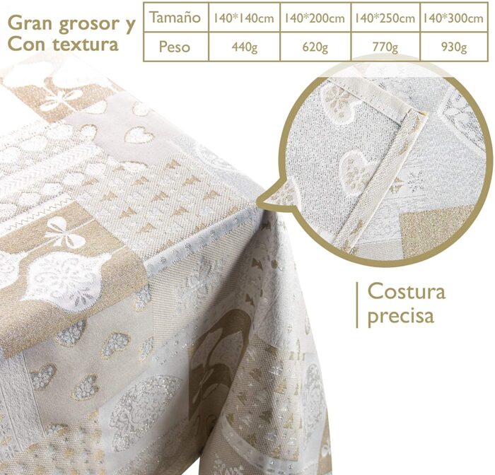 Mantel De Navidad Multilla 60% Poliéster, 30% Algodón, 10% Poliamida Con Diseño Corazones Gris - VISTE TU HOGAR ONLINE