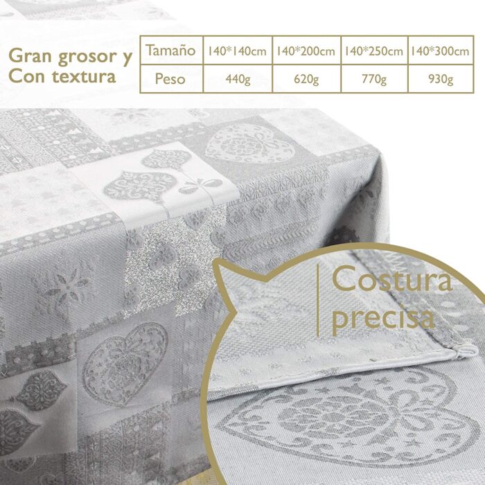 Mantel De Navidad Multilla 60% Poliéster, 30% Algodón, 10% Poliamida Con Diseño Corazones Gris Claro - VISTE TU HOGAR ONLINE