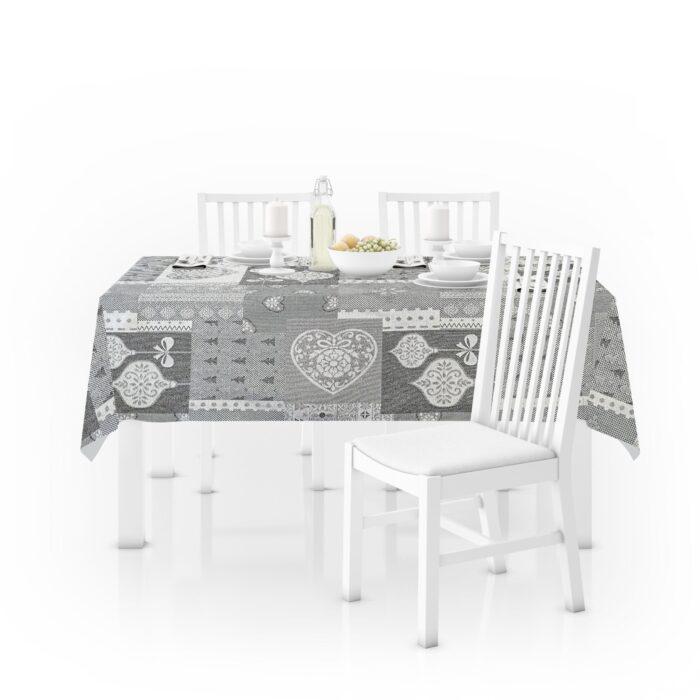 Mantel De Navidad Multilla 60% Poliéster, 30% Algodón, 10% Poliamida Con Diseño Corazones Gris Claro - VISTE TU HOGAR ONLINE