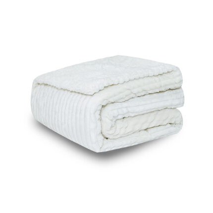 VTH MANTA ACANALADA DOBLE CARA BORREGUITO, SUAVE, ESPONJOSA Y ELEGANTE, 100% POLIÉSTER